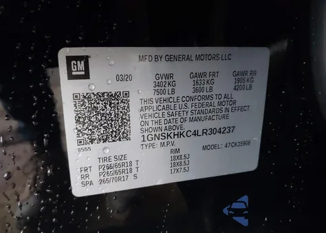 2020 Chevrolet Suburban 4Wd Lt from USA, damaged, VIN 1GNSKHKC4LR304237